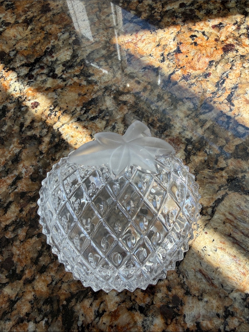 Clear Glass Strawberry Trinket Jar with Frosted Lid